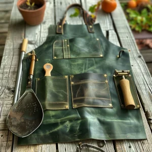 Plant Master Garden Leather Apron with Adjustable Straps & Tool Pockets